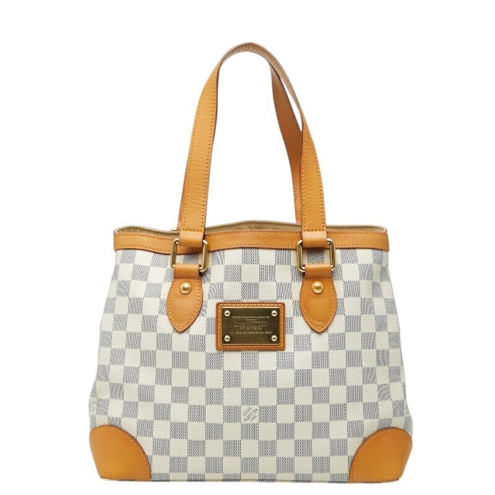 Louis Vuitton Damier Azur White Hampstead Handbag Tote Bag White Leather